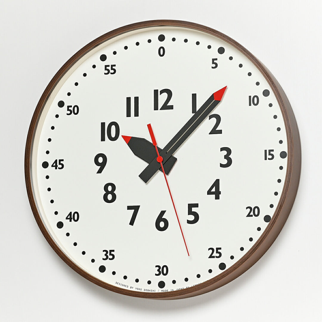タカタレムノス 掛け時計 fun pun clock ふんぷんくろっく L ブラウン 35.4cm クオーツ 電池式 土橋陽子 YD14-08LBW