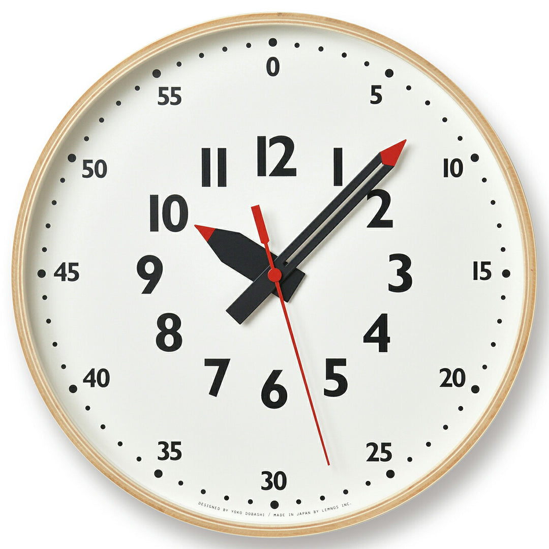 タカタレムノス 掛け時計 fun pun clock ふんぷんくろっく M ナチュラル 30.5cm クオーツ 電池式 土橋陽子 YD14-08M