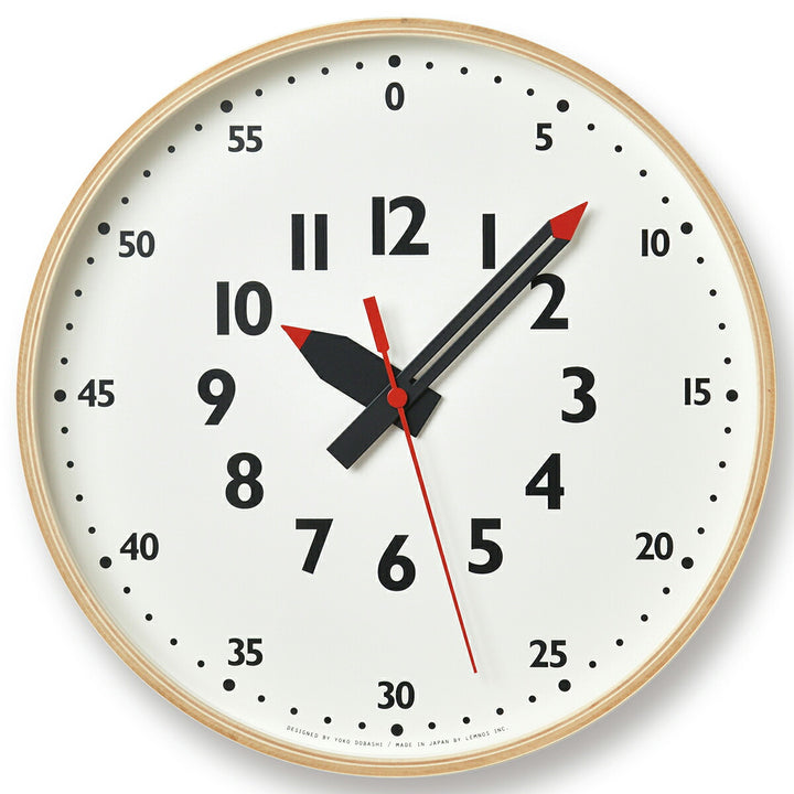 タカタレムノス 掛け時計 fun pun clock ふんぷんくろっく M ナチュラル 30.5cm クオーツ 電池式 土橋陽子 YD14-08M