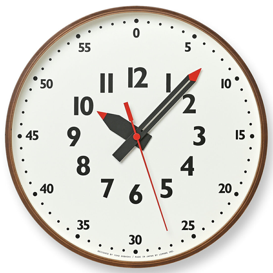 タカタレムノス 掛け時計 fun pun clock ふんぷんくろっく M ブラウン 30.5cm クオーツ 電池式 土橋陽子 YD14-08MBW