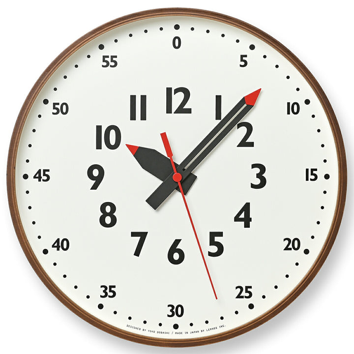 タカタレムノス 掛け時計 fun pun clock ふんぷんくろっく M ブラウン 30.5cm クオーツ 電池式 土橋陽子 YD14-08MBW