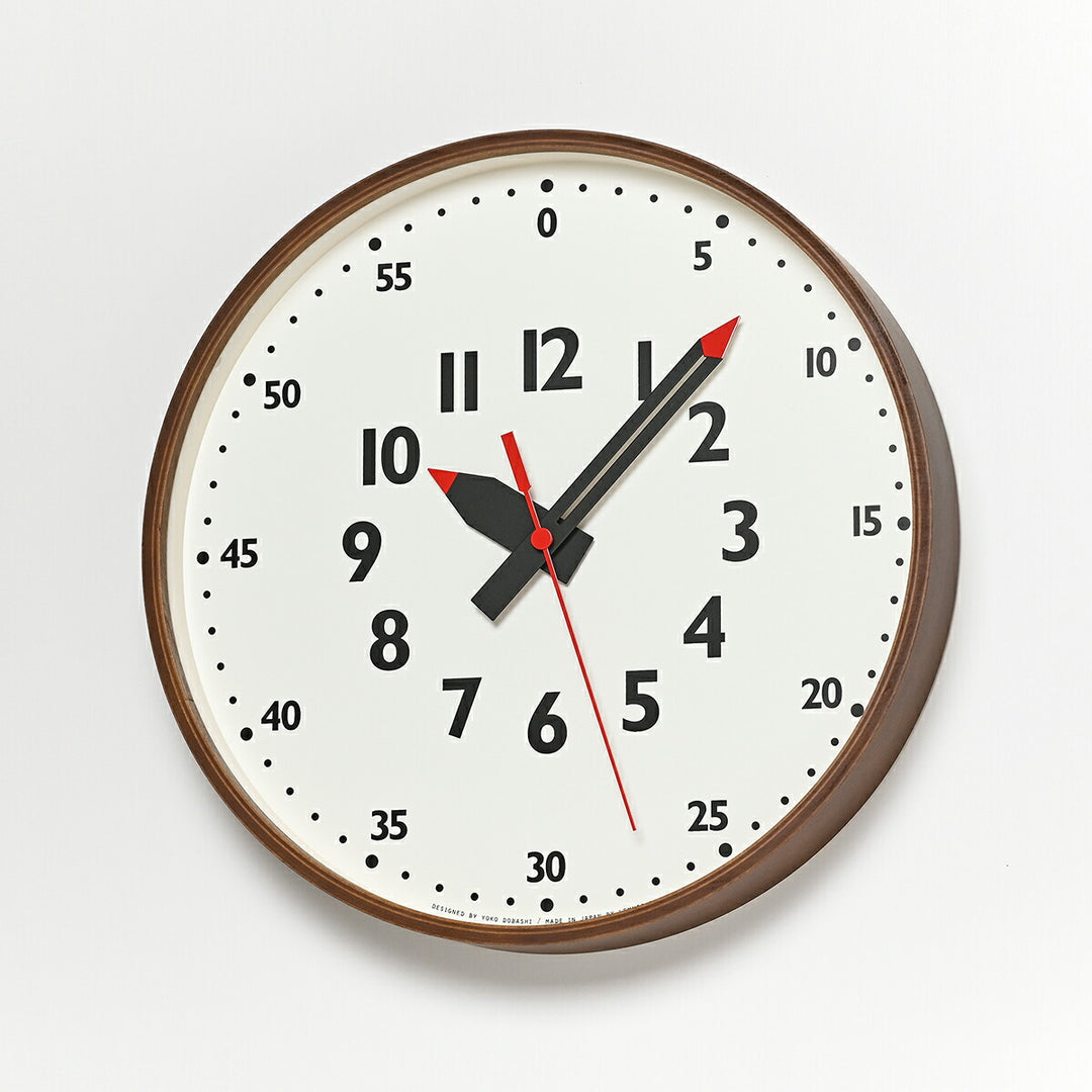 タカタレムノス 掛け時計 fun pun clock ふんぷんくろっく M ブラウン 30.5cm クオーツ 電池式 土橋陽子 YD14-08MBW