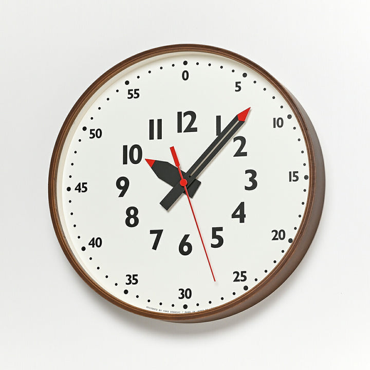 タカタレムノス 掛け時計 fun pun clock ふんぷんくろっく M ブラウン 30.5cm クオーツ 電池式 土橋陽子 YD14-08MBW