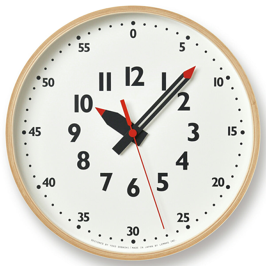 タカタレムノス 掛け時計 fun pun clock ふんぷんくろっく S ナチュラル 25.4cm クオーツ 電池式 土橋陽子 YD14-08S