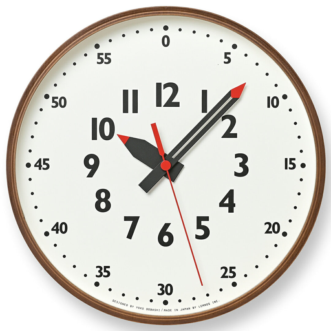タカタレムノス 掛け時計 fun pun clock ふんぷんくろっく S ブラウン 25.4cm クオーツ 電池式 土橋陽子 YD14-08SBW
