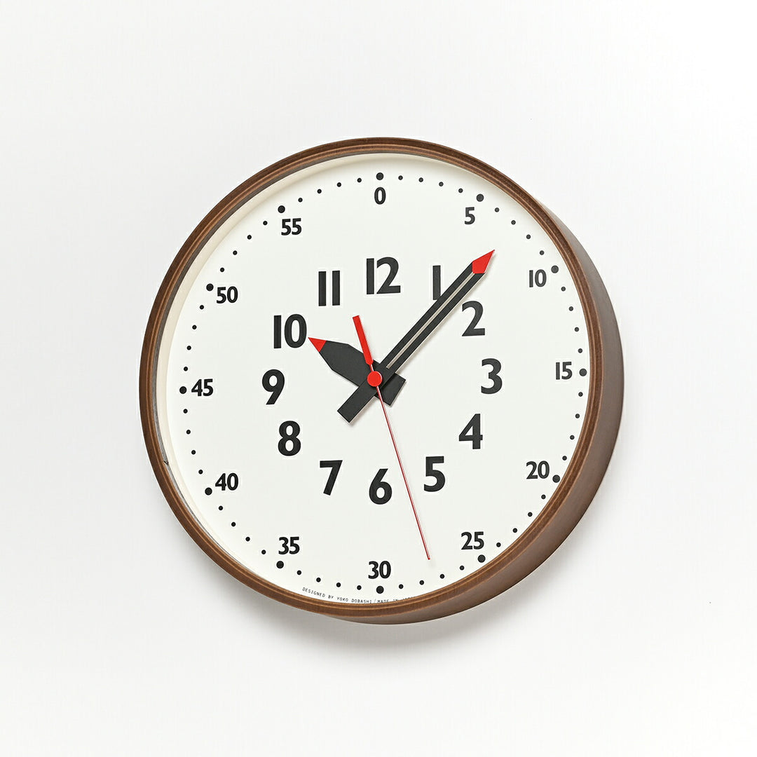 タカタレムノス 掛け時計 fun pun clock ふんぷんくろっく S ブラウン 25.4cm クオーツ 電池式 土橋陽子 YD14-08SBW