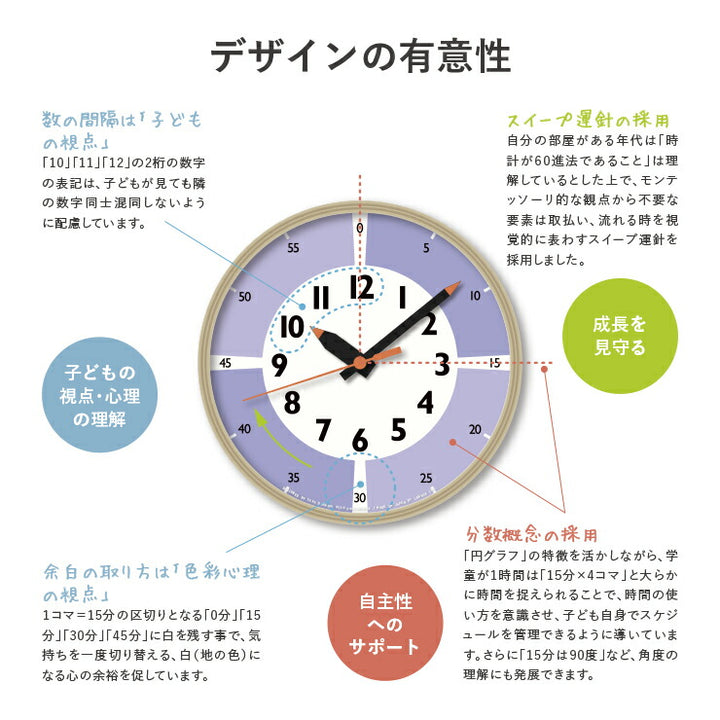 タカタレムノス 掛け時計 fun pun clock with color! ふんぷんくろっく ベージュ 20.3cm クオーツ 電池式 土橋陽子 YD23-09BG