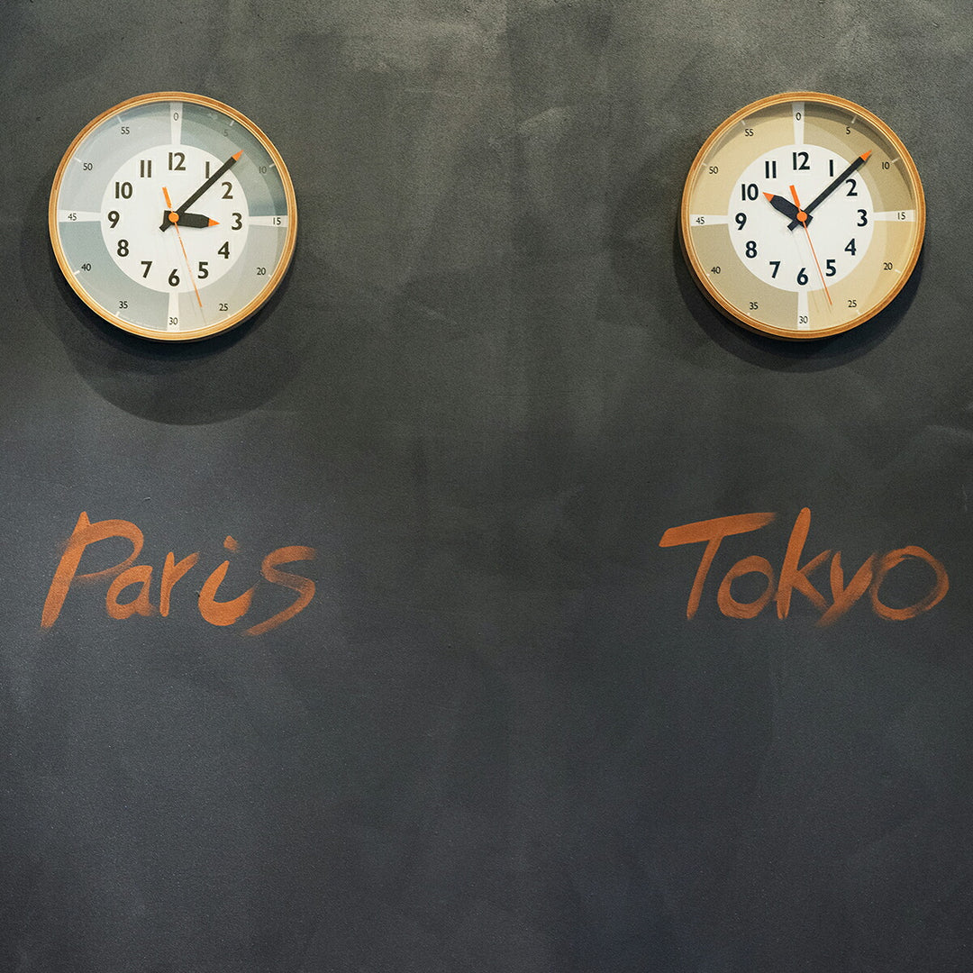 タカタレムノス 掛け時計 fun pun clock with color! ふんぷんくろっく ベージュ 20.3cm クオーツ 電池式 土橋陽子 YD23-09BG