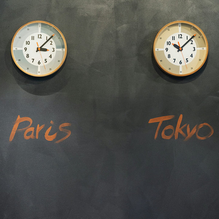 タカタレムノス 掛け時計 fun pun clock with color! ふんぷんくろっく ベージュ 20.3cm クオーツ 電池式 土橋陽子 YD23-09BG