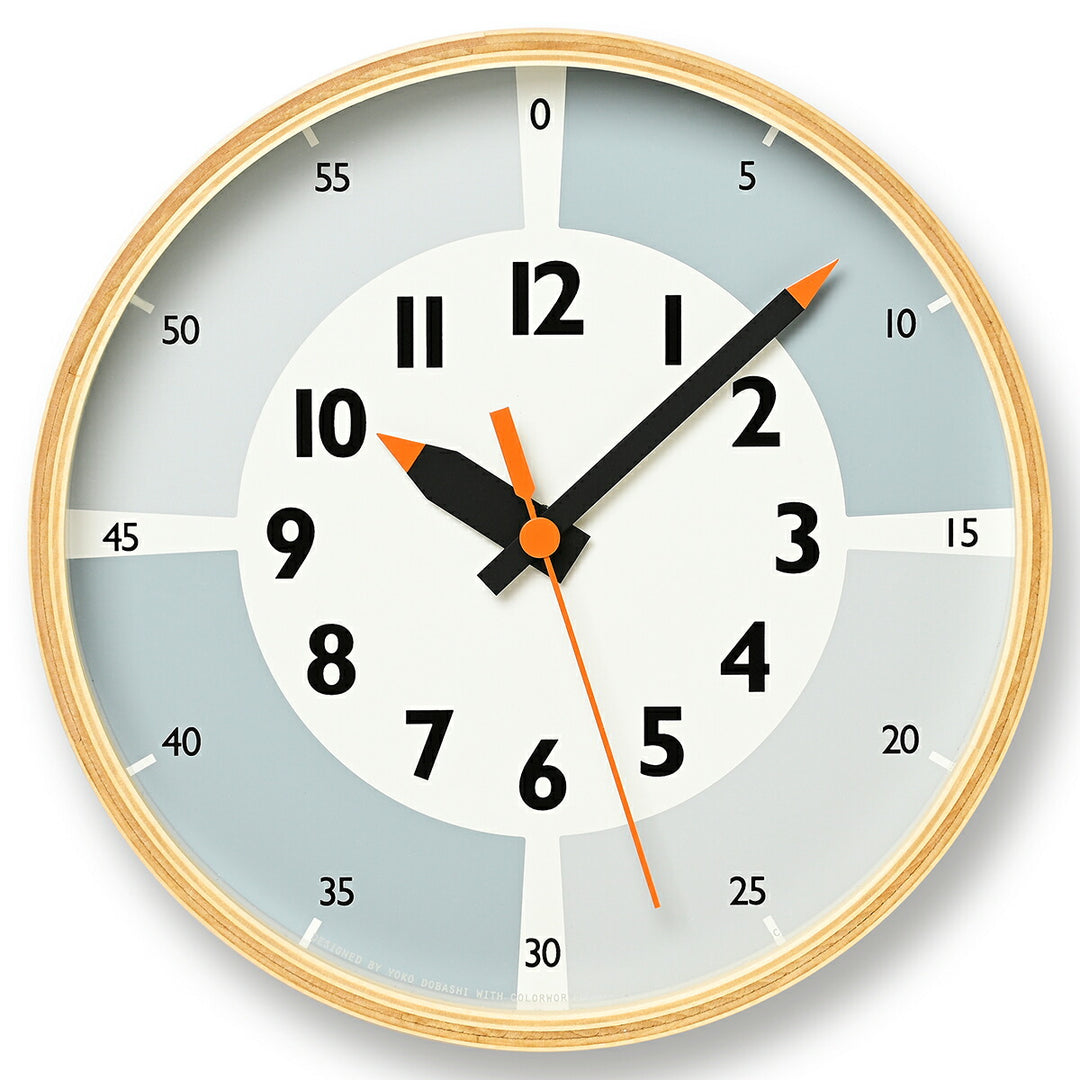 タカタレムノス 掛け時計 fun pun clock with color! ふんぷんくろっく グレー 20.3cm クオーツ 電池式 土橋陽子 YD23-09GY