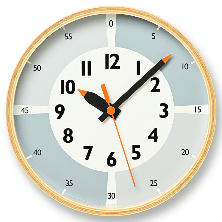 タカタレムノス 掛け時計 fun pun clock with color! ふんぷんくろっく グレー 20.3cm クオーツ 電池式 土橋陽子 YD23-09GY