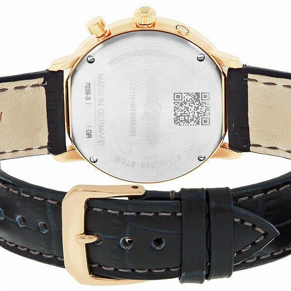 ツェッペリン ヒンデンブルク 7039-3 メンズ 腕時計 クオーツ ネイビー 革ベルト ムーンフェイズ デイデイト表示