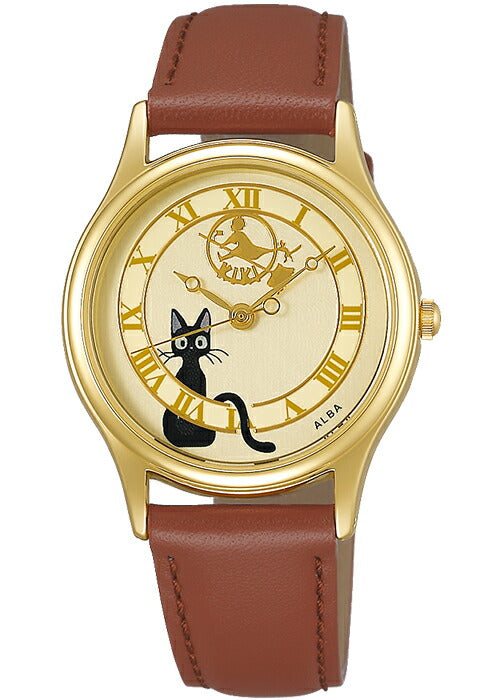 アルバ 魔女の宅急便 ジジ キキ 看板 時計台 ACCK411 レディース 腕時計 電池式 クオーツ 革ベルト 黒猫