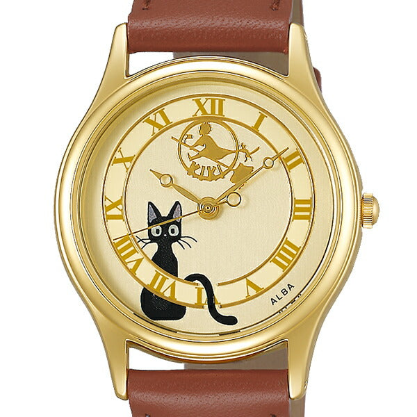 アルバ 魔女の宅急便 ジジ キキ 看板 時計台 ACCK411 レディース 腕時計 電池式 クオーツ 革ベルト 黒猫