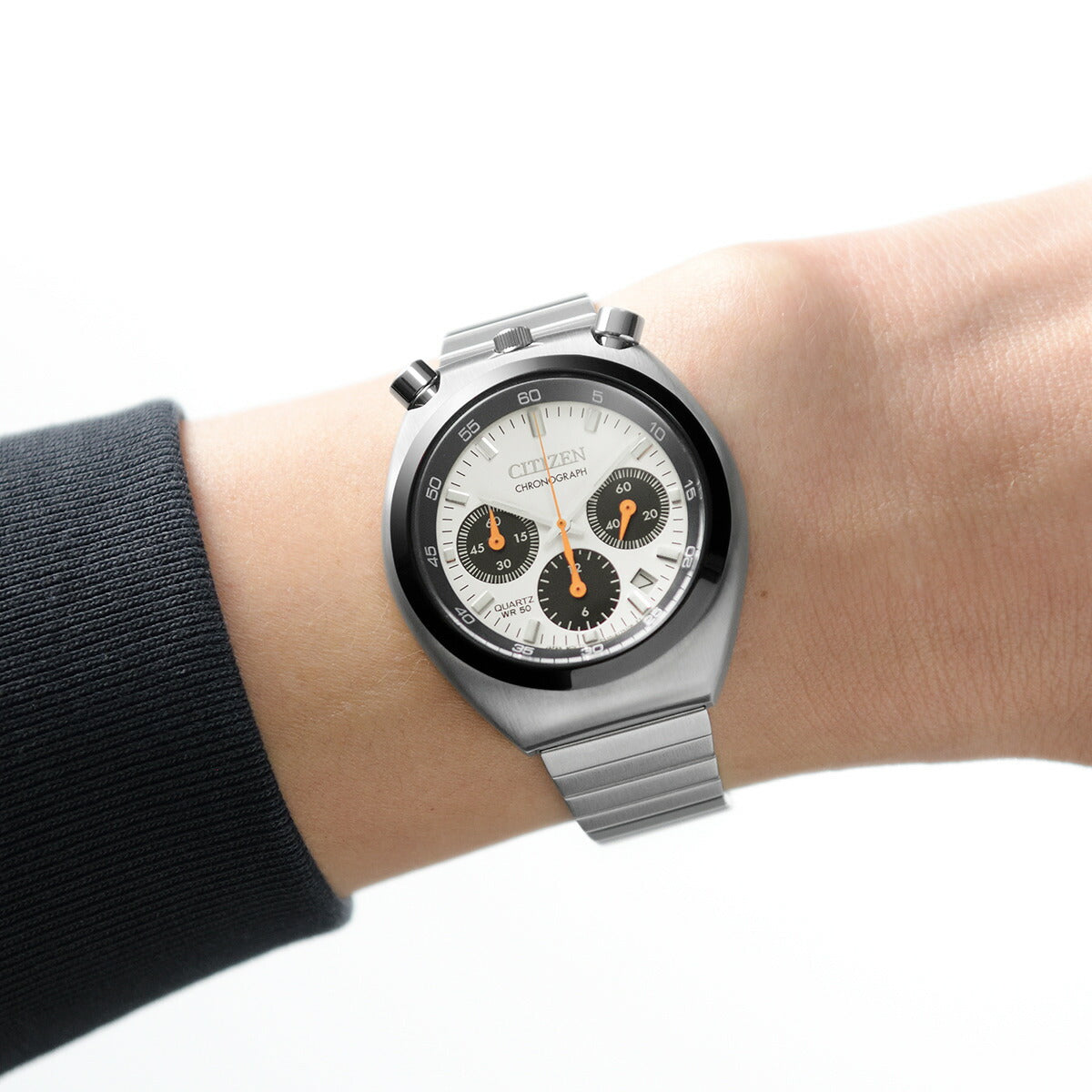 シチズン レコードレーベル ツノクロノ AN3660-81A メンズ 腕時計 クオーツ 電池式 クロノグラフ パンダ