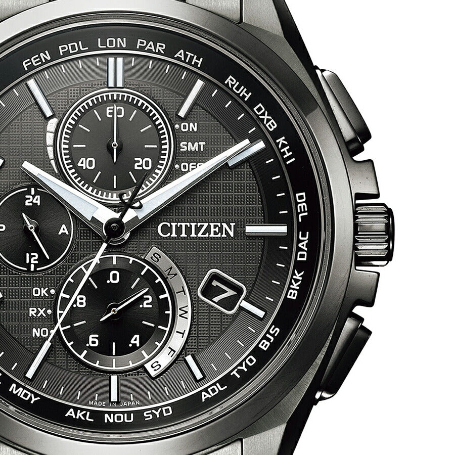 シチズン アテッサ ブラックチタン クロノグラフ ワールドタイム