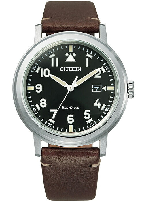 シチズン レコードレーベル Standard Style + スタンダードスタイル プラス AW1620-21E メンズ 腕時計 ソーラー ブラックダイヤル ブラウン 革ベルト