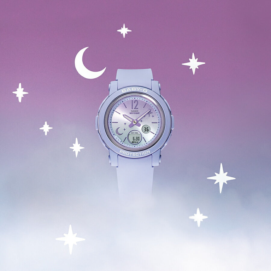 BABY-G ムーン&スター 夜空に輝く月と星 BGA-290DS-2AJF レディース 腕時計 アナデジ パステルブルー 国内正規品 カシオ