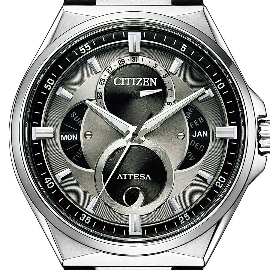 シチズン アテッサ ACT Line アクトライン トリプルカレンダー ムーンフェイズ BU0060-09H メンズ 腕時計 ソーラー 革ベルト ブラック