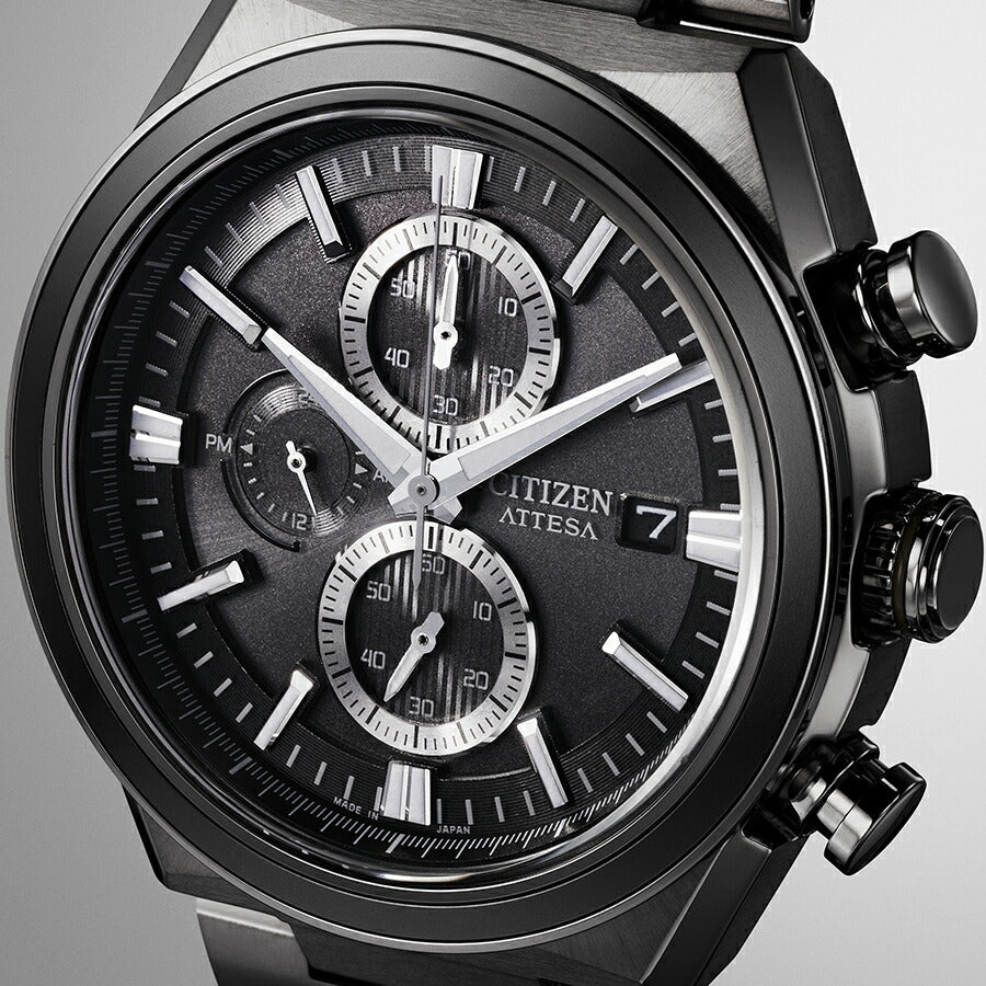シチズン アテッサ ACT Line アクトライン ブラックチタンシリーズ CA0835-61H メンズ 腕時計 ソーラー クロノグラフ アルミニウムリング