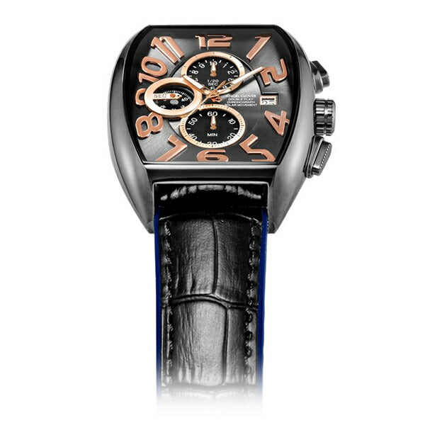 エンジェルクローバー ダブル プレイ ソーラー DPS38GY-BK メンズ 腕時計 革ベルト ブラック クロノグラフ トノー