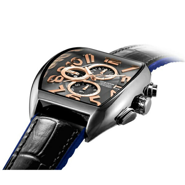 エンジェルクローバー ダブル プレイ ソーラー DPS38GY-BK メンズ 腕時計 革ベルト ブラック クロノグラフ トノー