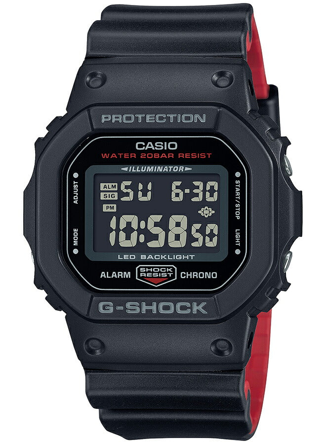 G-SHOCK 5600シリーズ ブラック&レッド DW-5600UHR-1JF メンズ 腕時計 電池式 デジタル スクエア 反転液晶 国内正規品 カシオ