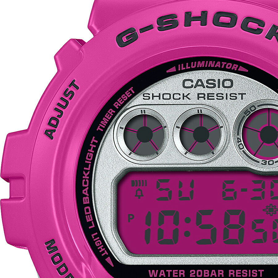 G-SHOCK CRAZY COLORS 2024 ショッキングピンク DW-6900RCS-4JF メンズ 腕時計 電池式 デジタル ラウンド トリグラム 国内正規品 カシオ