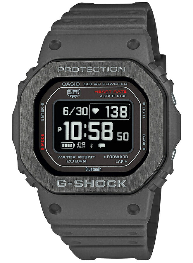 G-SHOCK G-SQUAD 心拍計測 血中酸素レベル計測 DW-H5600MB-8JR メンズ 腕時計 ソーラー Bluetooth 反転液晶 グレー 国内正規品 カシオ