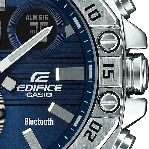 カシオ エディフィス スマートフォンリンクモデル ECB-10YD-2AJF メンズ 腕時計 アナデジ ブルー シルバー Bluetooth カシオーク 八角形
