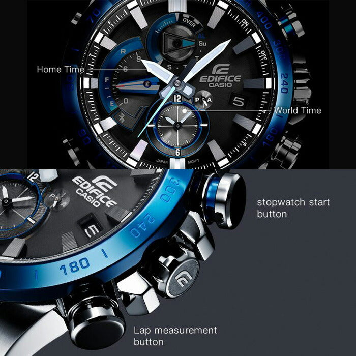 カシオ エディフィス EQB-800DB-1AJF メンズ 腕時計 ソーラー メタル ブラック レースラップクロノグラフ