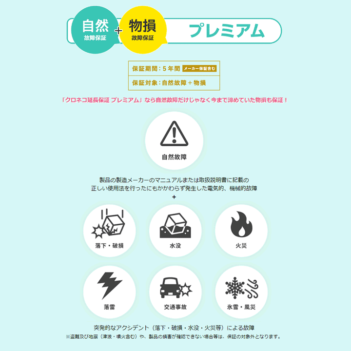 クロネコ延長保証｜プレミアム5年｜360,001円 ～400,000円｜自然故障＋物損故障(5年間保証) EX-PM32000