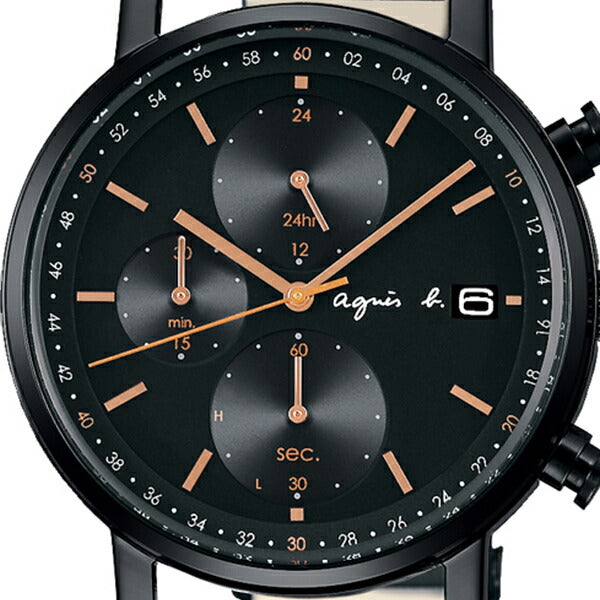 アニエスベー HOMME オム ペアモデル FBRD935 メンズ 腕時計 ソーラー クロノグラフ ブラック 国内正規品 セイコー