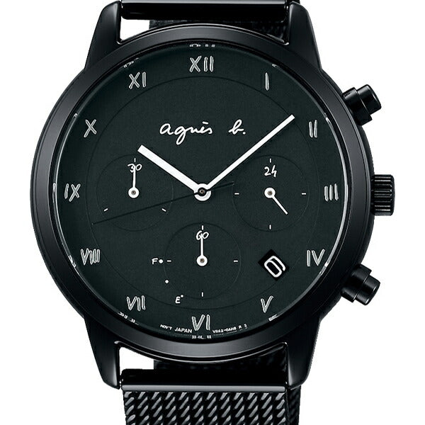 アニエスベー marcello マルチェロ FBRD939 メンズ 腕時計 ソーラー クロノグラフ メッシュ ペアモデル ブラック 国内正規品 セイコー