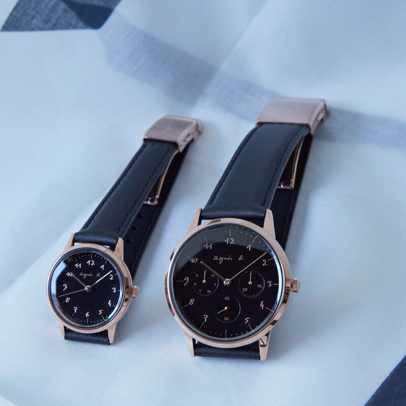 アニエスベー marcello マルチェロ ペアモデル 日本製 FBSK939 レディース 腕時計 クオーツ 革ベルト ブラック 国内正規品 セイコー
