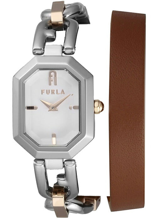 FURLA フルラ OCTAGONAL オクタゴナル ダブルトゥール FL-WW00044006L5 レディース クオーツ 電池式 革ベルト ブラウン