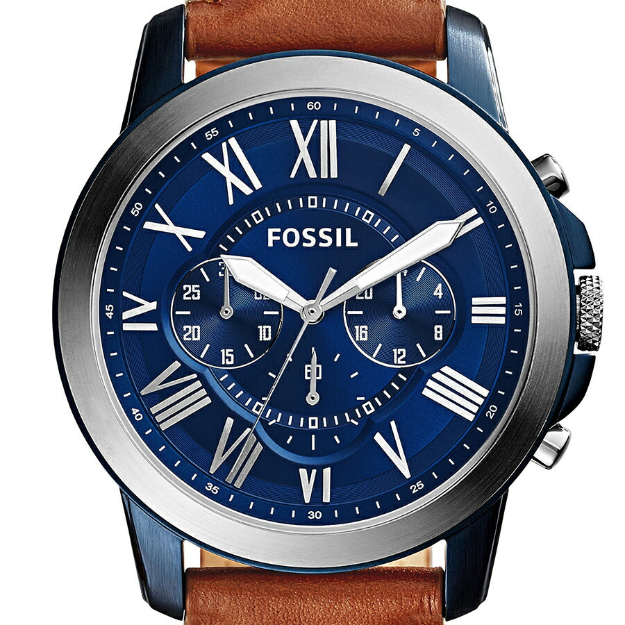 フォッシル GRANT グラント FS5151 メンズ 腕時計 クオーツ クロノグラフ アナログ ブルーダイヤル ブラウン 革ベルト 国内正規品