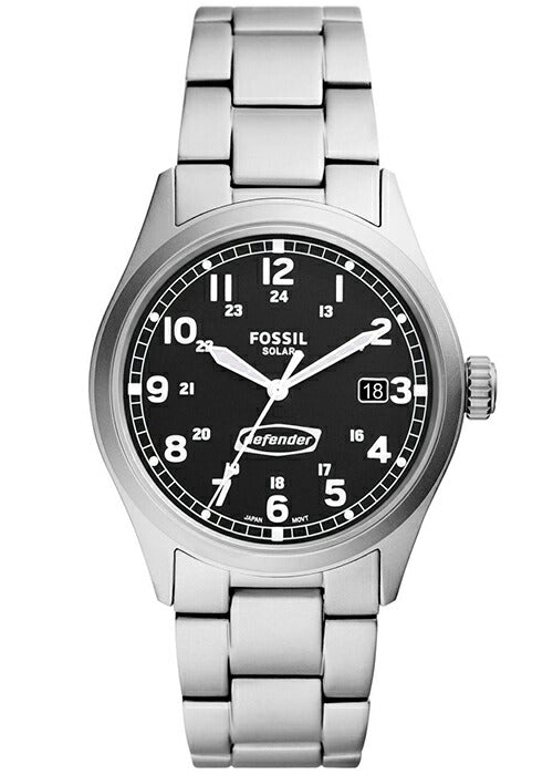 フォッシル DEFENDER ディフェンダー FS5973 メンズ 腕時計 ソーラー アナログ メタルベルト ブラック 国内正規品