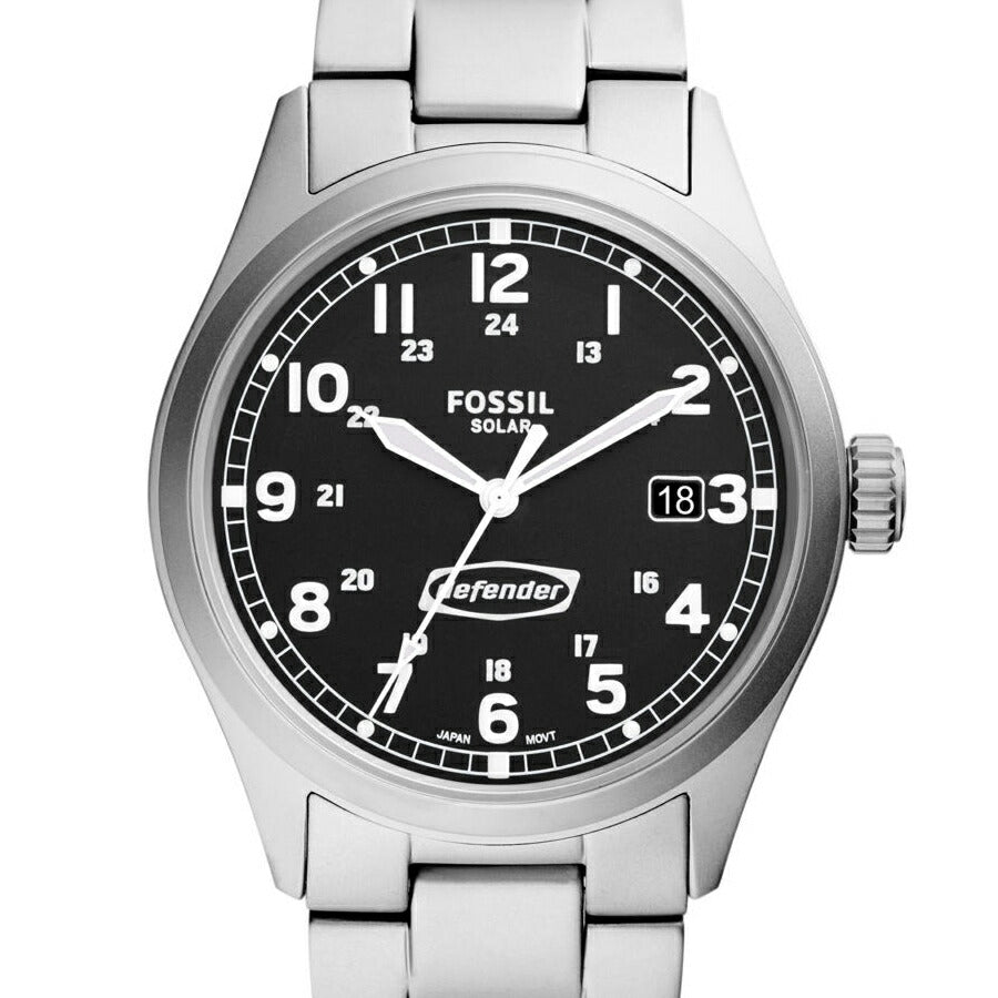 フォッシル DEFENDER ディフェンダー FS5973 メンズ 腕時計 ソーラー アナログ メタルベルト ブラック 国内正規品