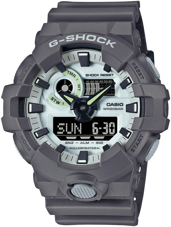 G-SHOCK HIDDEN GLOW 蓄光フェイス GA-700HD-8AJF メンズ 腕時計 電池式 アナデジ グレー 反転液晶 国内正規品 カシオ