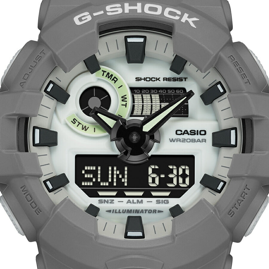 G-SHOCK HIDDEN GLOW 蓄光フェイス GA-700HD-8AJF メンズ 腕時計 電池式 アナデジ グレー 反転液晶 国内正規品 カシオ