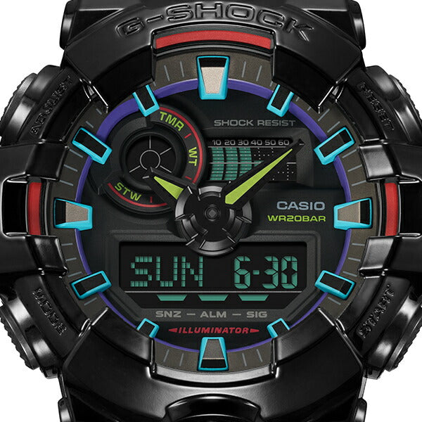 G-SHOCK ヴァーチャルレインボー Gamer’s RGBシリーズ GA-700RGB-1AJF メンズ 腕時計 電池式 アナデジ ビッグケース 反転液晶 国内正規品 カシオ