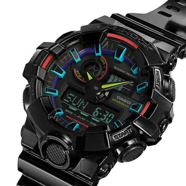 G-SHOCK ヴァーチャルレインボー Gamer’s RGBシリーズ GA-700RGB-1AJF メンズ 腕時計 電池式 アナデジ ビッグケース 反転液晶 国内正規品 カシオ