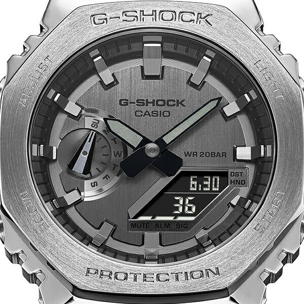 G-SHOCK 2100シリーズ シルバー メタルベゼル GM-2100-1AJF メンズ 腕時計 電池式 アナデジ ブラック 樹脂バンド 国内正規品 カシオ カシオーク 八角形