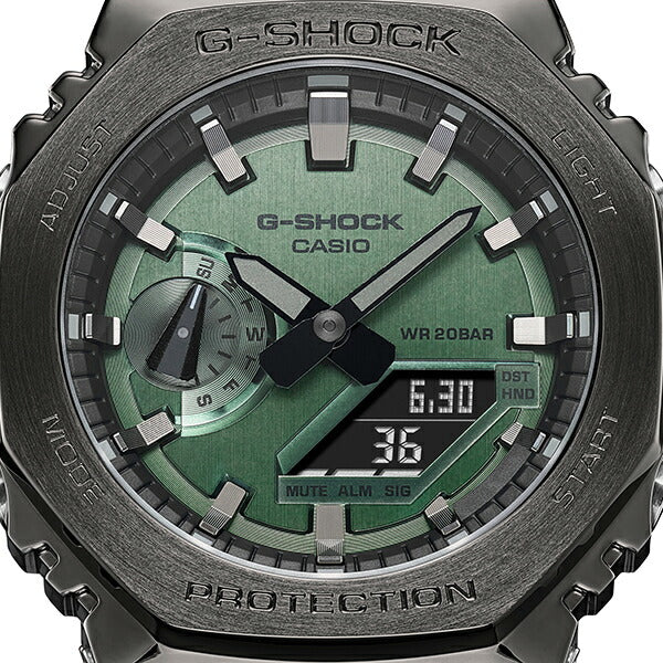 G-SHOCK 2100シリーズ ダークグレー メタルベゼル GM-2100B-3AJF メンズ 腕時計 電池式 アナデジ グリーン 樹脂バンド 国内正規品 カシオ カシオーク 八角形