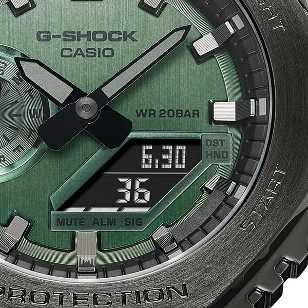 G-SHOCK 2100シリーズ ダークグレー メタルベゼル GM-2100B-3AJF メンズ 腕時計 電池式 アナデジ グリーン 樹脂バンド 国内正規品 カシオ カシオーク 八角形