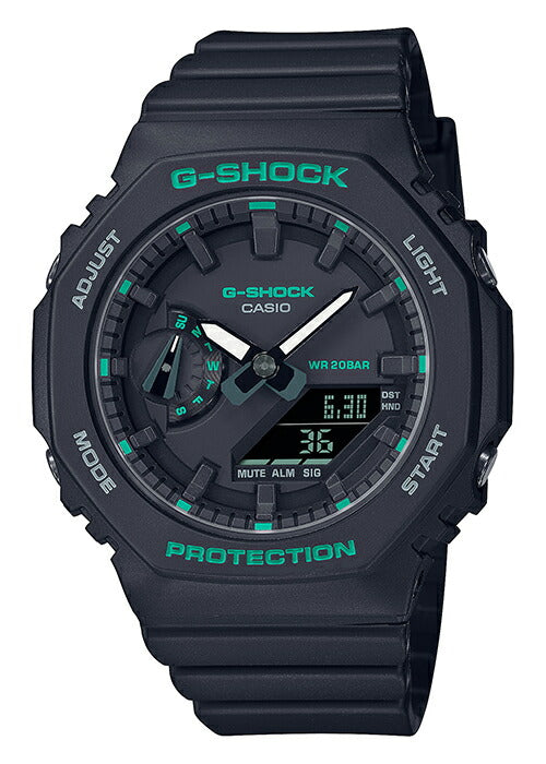 G-SHOCK ミッドサイズ グリーンアクセント GMA-S2100GA-1AJF メンズ レディース 腕時計 電池式 アナデジ オクタゴン ブラック 反転液晶 国内正規品 カシオ