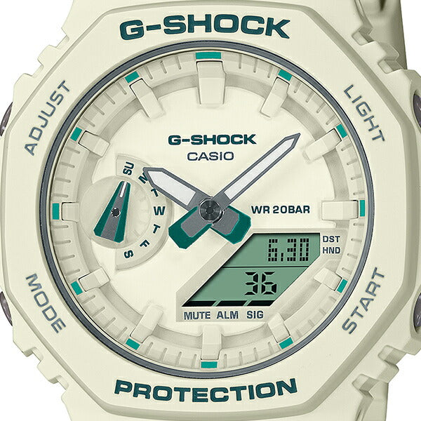 G-SHOCK ミッドサイズ グリーンアクセント GMA-S2100GA-7AJF メンズ レディース 腕時計 電池式 アナデジ オクタゴン ホワイト 国内正規品 カシオ