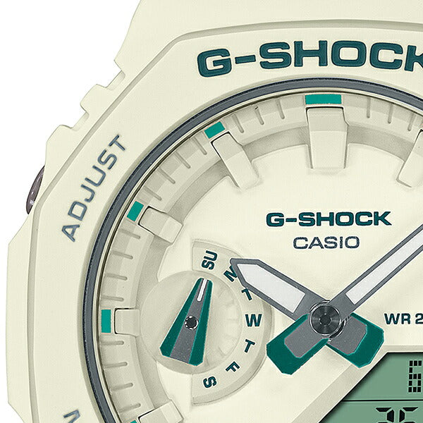 G-SHOCK ミッドサイズ グリーンアクセント GMA-S2100GA-7AJF メンズ レディース 腕時計 電池式 アナデジ オクタゴン ホワイト 国内正規品 カシオ