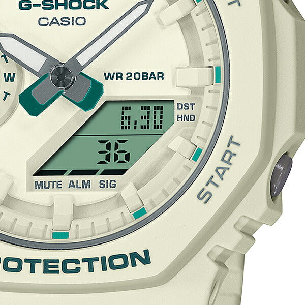 G-SHOCK ミッドサイズ グリーンアクセント GMA-S2100GA-7AJF メンズ レディース 腕時計 電池式 アナデジ オクタゴン ホワイト 国内正規品 カシオ